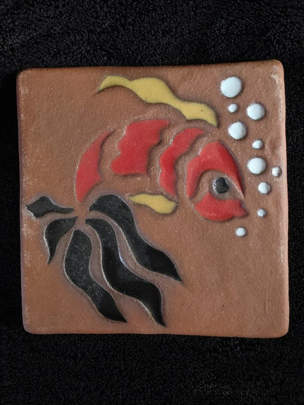Vintage 1997 Studio Pottery Tropical Fish Wall Tiles Set of 3